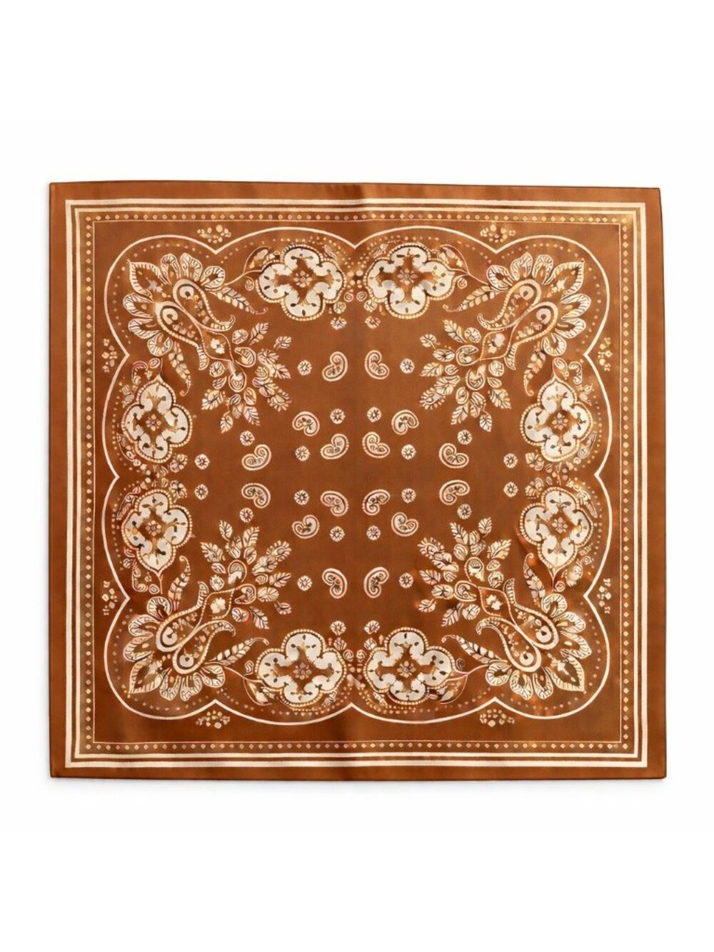 Caramel Brown Satin Paisley Scarf Bandana 26x26 Western Cowgirl Wild Rag - Picture 8 of 8